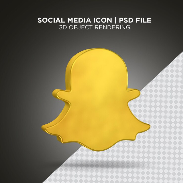 PSD icono de snapchat de redes sociales representación 3d dorada archivo psd