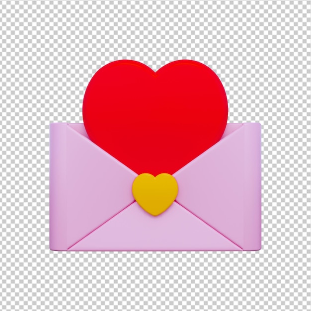 Icono de sobre de amor 3d