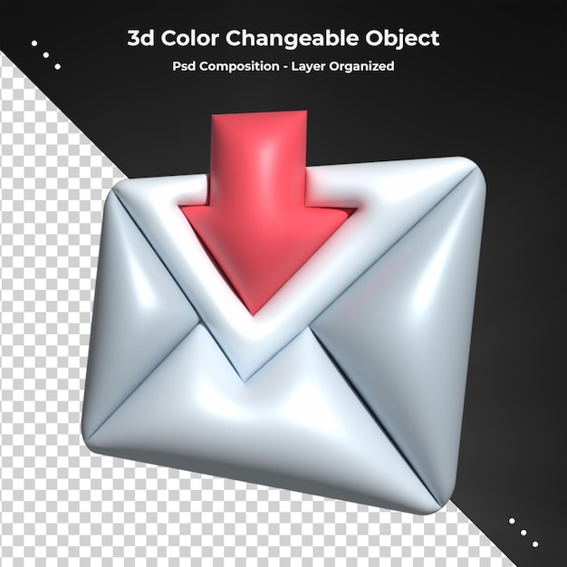 icono de sobre de correo representación 3d mensaje nuevo Notificación de correo electrónico con avión de papel 3d