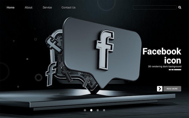icono social de facebook render 3d ilustración de fondo oscuro para tarjeta de portada cartel de redes sociales