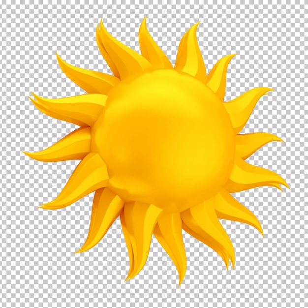 Icono del sol en 3d con fondo transparente
