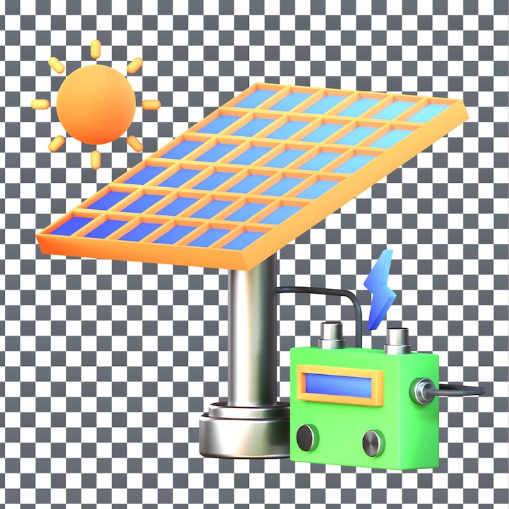 PSD icono solar en fondo aislado y transparente