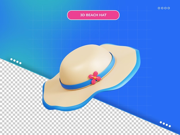 El icono del sombrero de playa en 3d