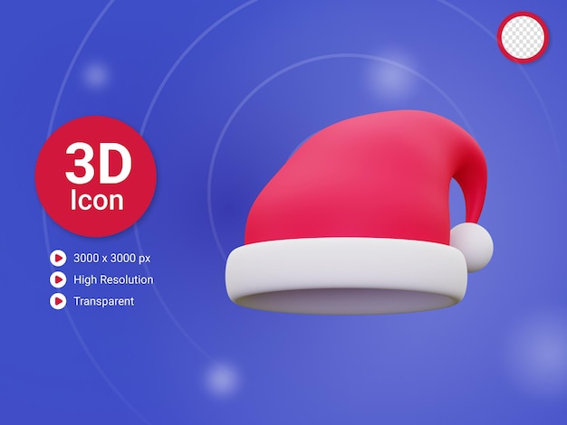 icono de sombrero de santa claus 3d