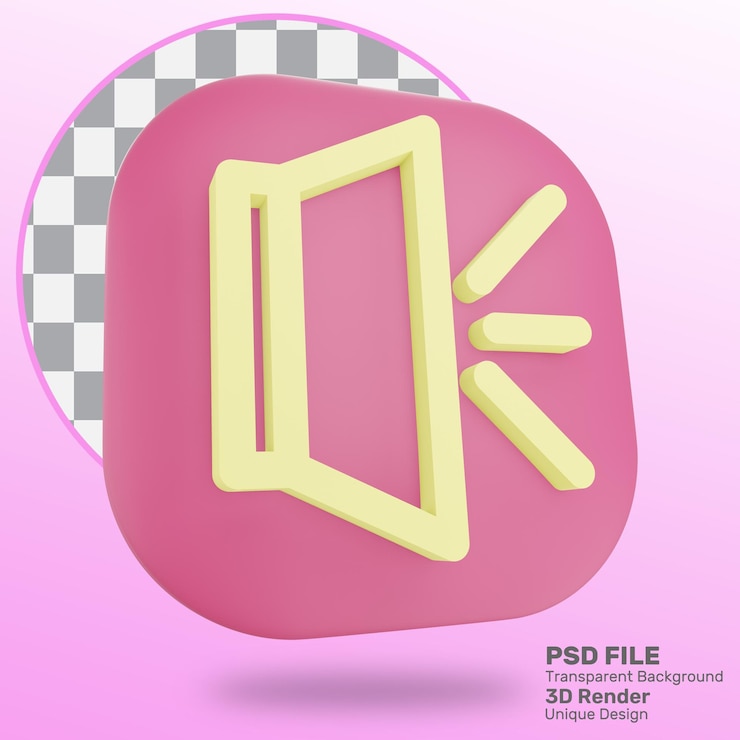PSD icono de sonido de renderizado 3d premium psd