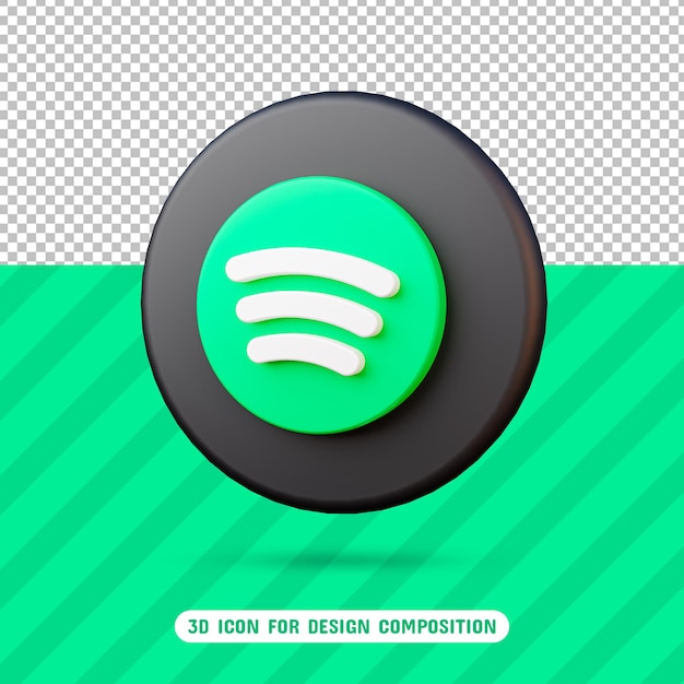 Icono de Spotify 3D en renderizado 3D aislado