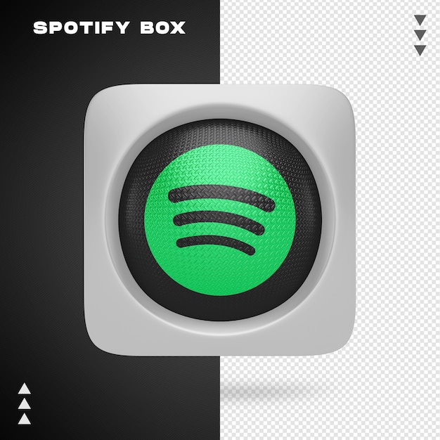 PSD icono de spotify en caja en renderizado 3d aislado