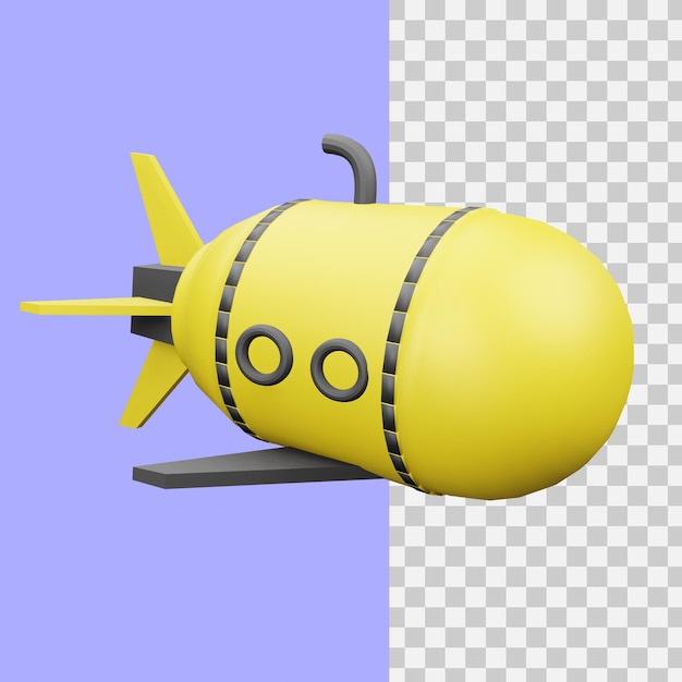 PSD icono de submarino de renderizado 3d