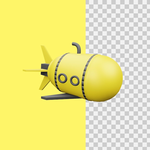 PSD icono de submarino de renderizado 3d