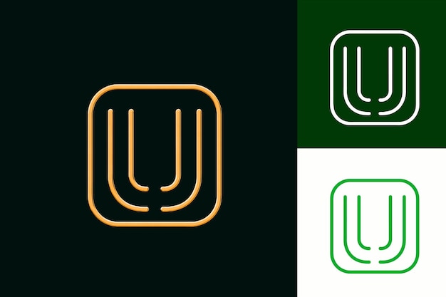 Icono subrayado con un contorno de U mayúscula y una L pequeña Diseños de íconos minimalistas abstractos