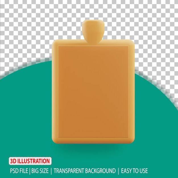 Icono de tabla de cortar 3d renderizado de herramientas para el hogar con fondo transparente