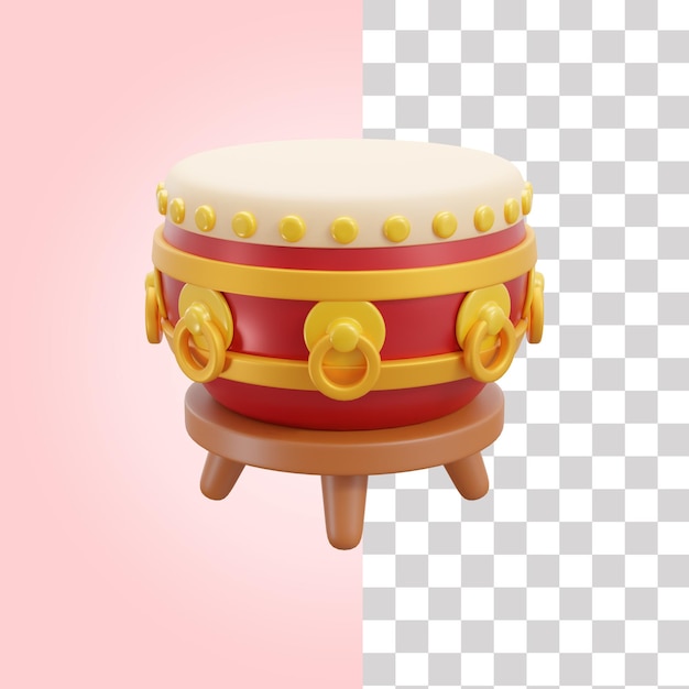 Icono de tambor chino en 3D