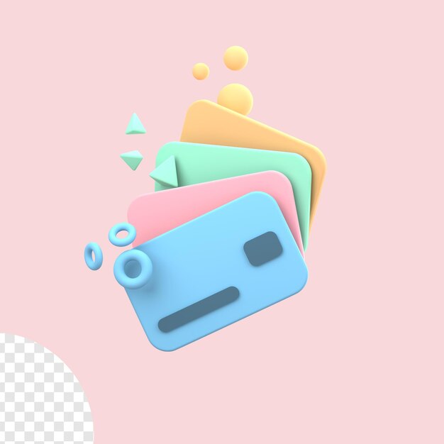Icono de tarjeta de crédito 3d para el concepto de pago en línea de pagos sin contacto