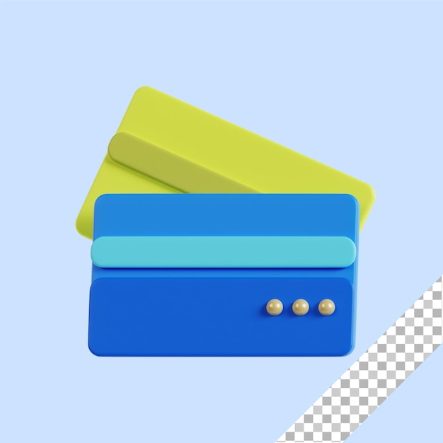Icono de tarjeta de crédito 3d con fondo transparente