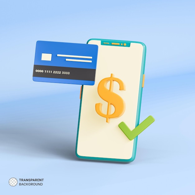 Icono de tarjeta de débito Ilustración de procesamiento 3d aislado