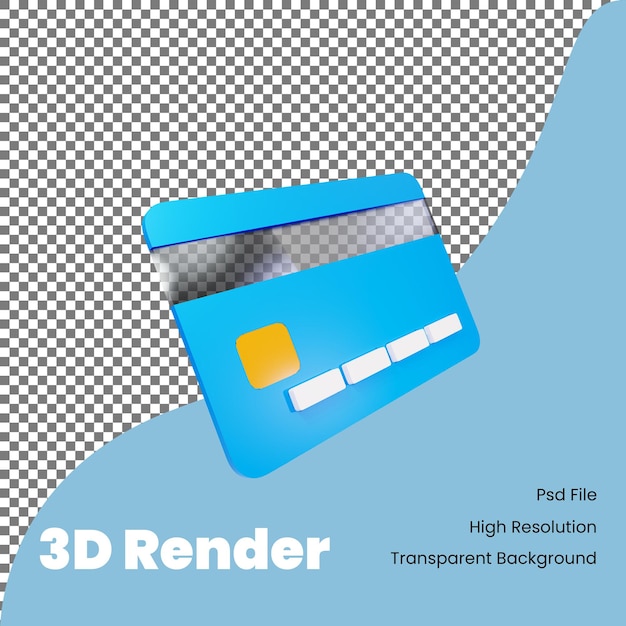 PSD icono de tarjeta de débito de renderizado 3d