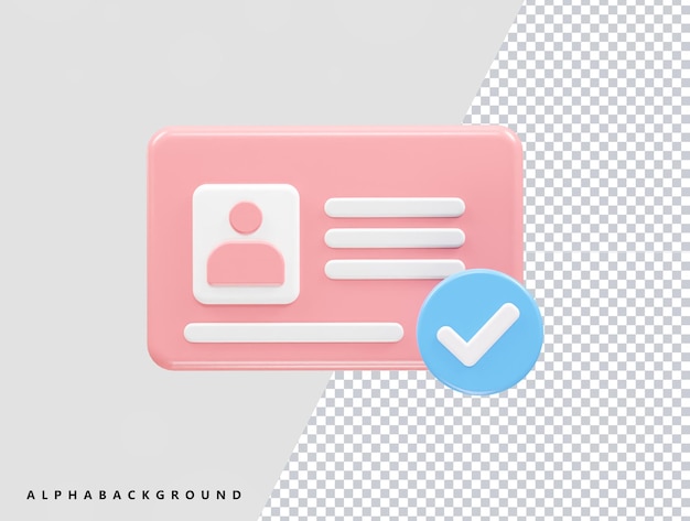 Icono de tarjeta de identificación elemento de renderizado 3d