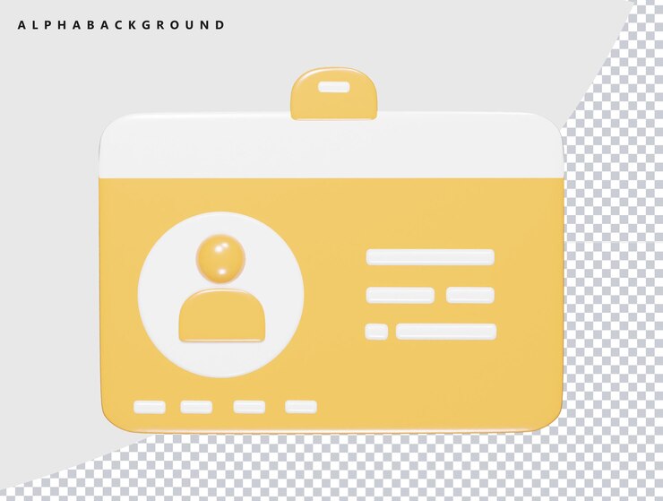 PSD icono de tarjeta de identificación ilustración 3d