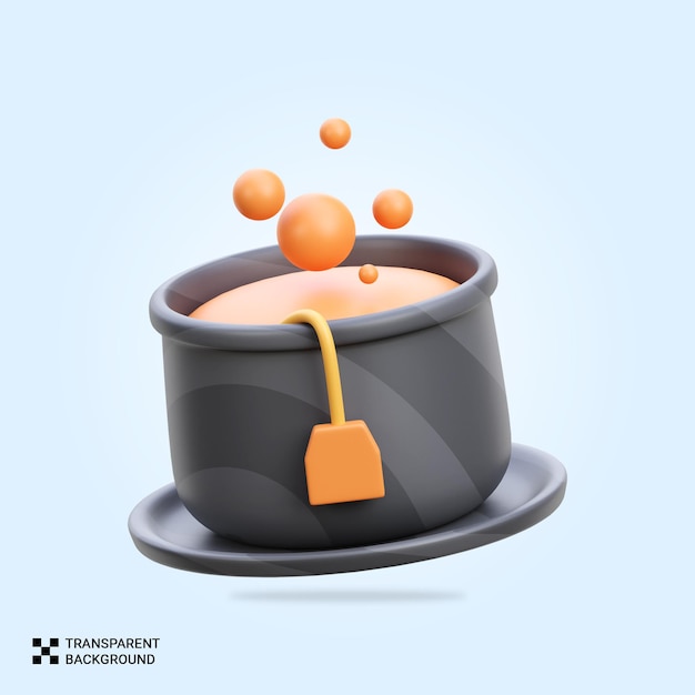 Icono de taza de té caliente renderizado en psd 3d