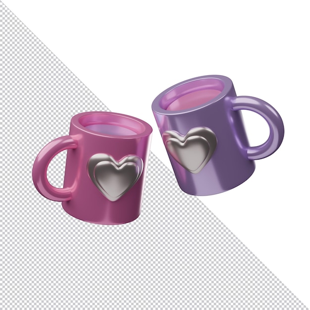 Icono de tazas de pareja en 3D