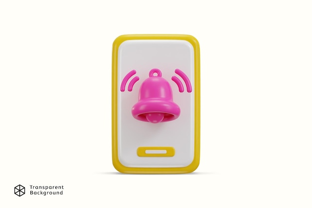 Icono de teléfono inteligente con icono de campana concepto de icono de notificación de mensaje ilustración vectorial de renderización 3D
