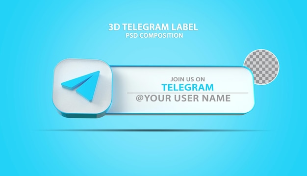 Icono de telegrama de banner 3d con cuadro de texto de etiqueta