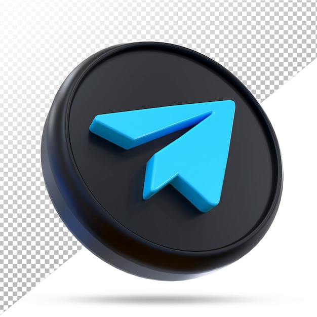 Icono de telegrama redes sociales estilos negros 3d