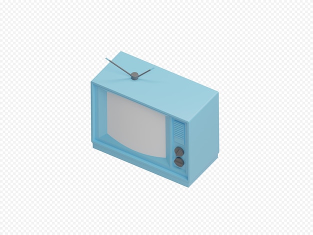Icono de televisión crt aislado 3d renderizar ilustración con fondo transparente
