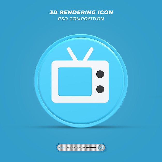 PSD icono de televisión en render 3d