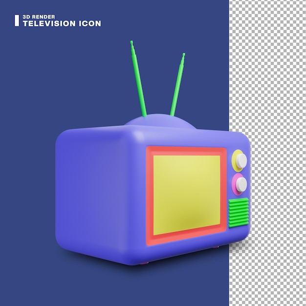 Icono de televisión de renderizado 3D