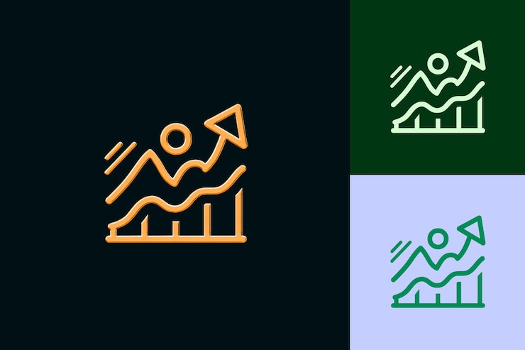 PSD icono de tendencia del mercado con un contorno de flecha o onda y diseños de íconos minimalistas abstractos y dinámicos