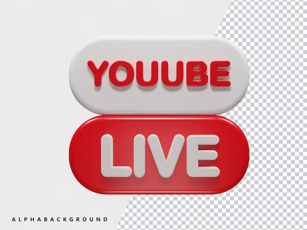 Icono de texto en vivo de youtube 3d transparente