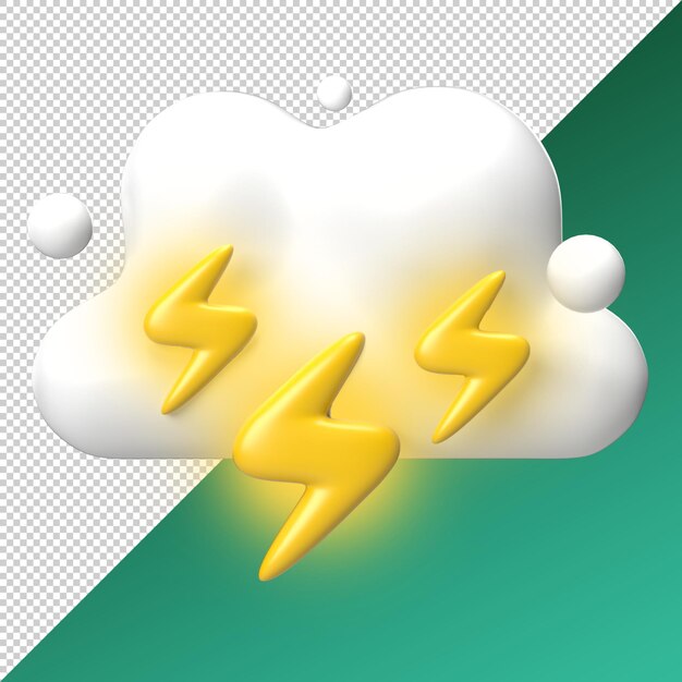 PSD icono del tiempo 3d render fuerte tormenta trueno