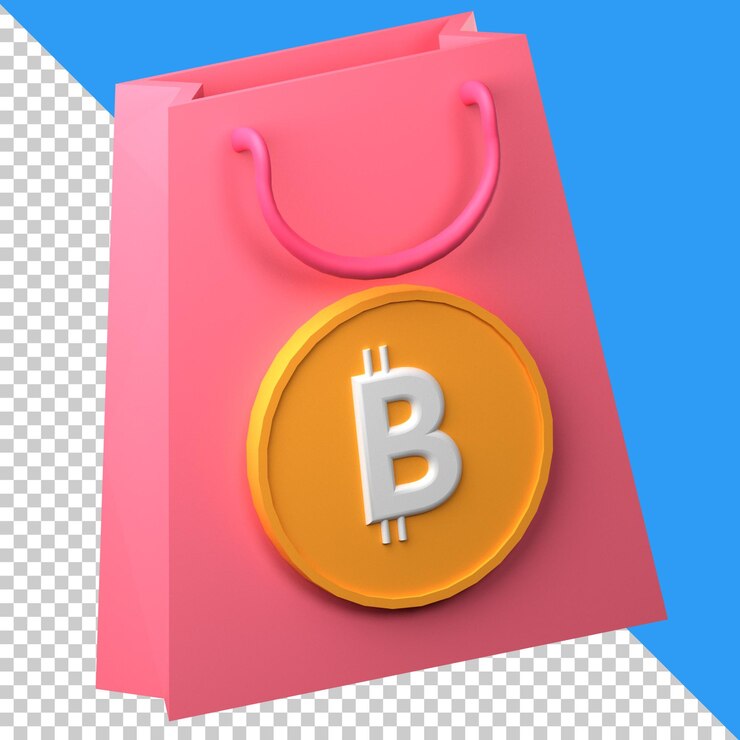 PSD el icono de la tienda de bitcoin aislado en el fondo transparente