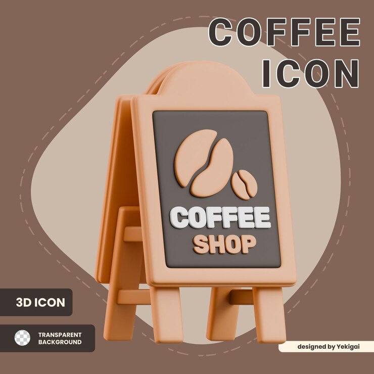 PSD icono de la tienda de café icono de café 3d