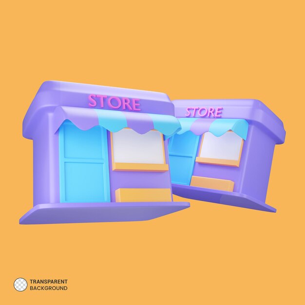 PSD icono de la tienda en línea ilustración de procesamiento 3d aislado