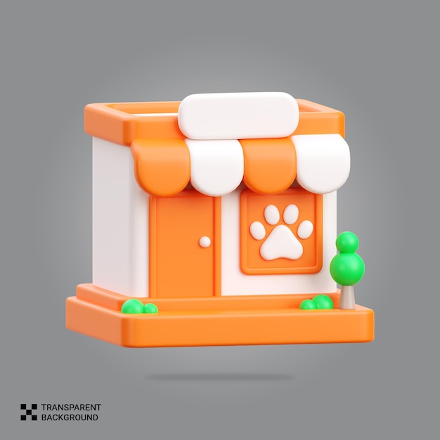 Icono de la tienda de mascotas en psd 3d