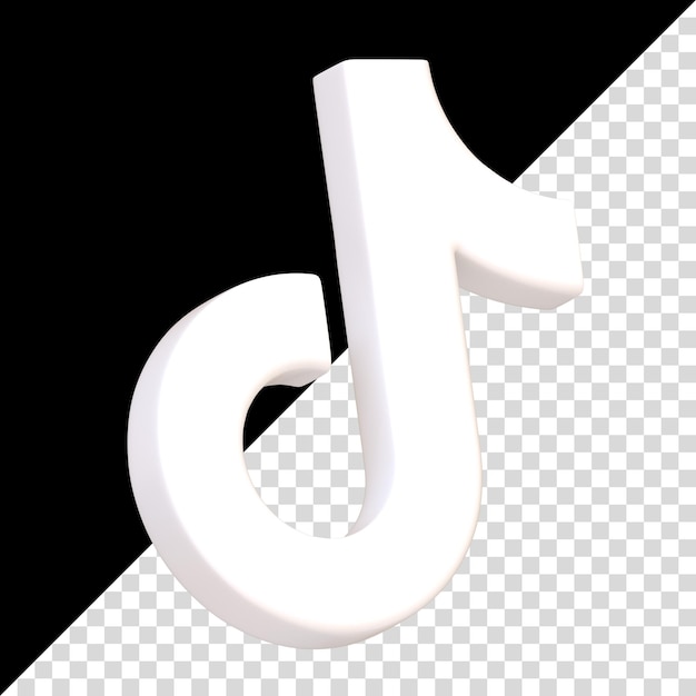 Icono de tik tok volumétrico blanco aislado en fondo negro logotipo de tiktok renderización 3d de la aplicación de redes sociales