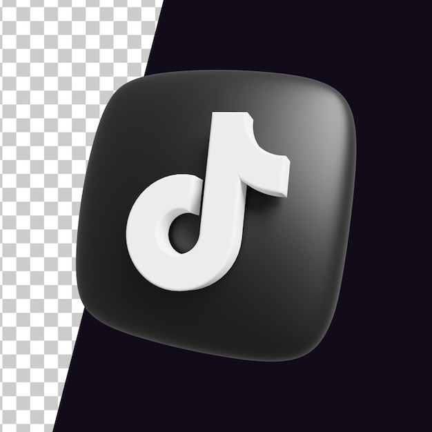 icono de tiktok 3d en el centro cuadrado negro