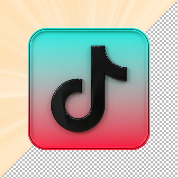Icono de Tiktok Concepto 3d de redes sociales brillante colorido
