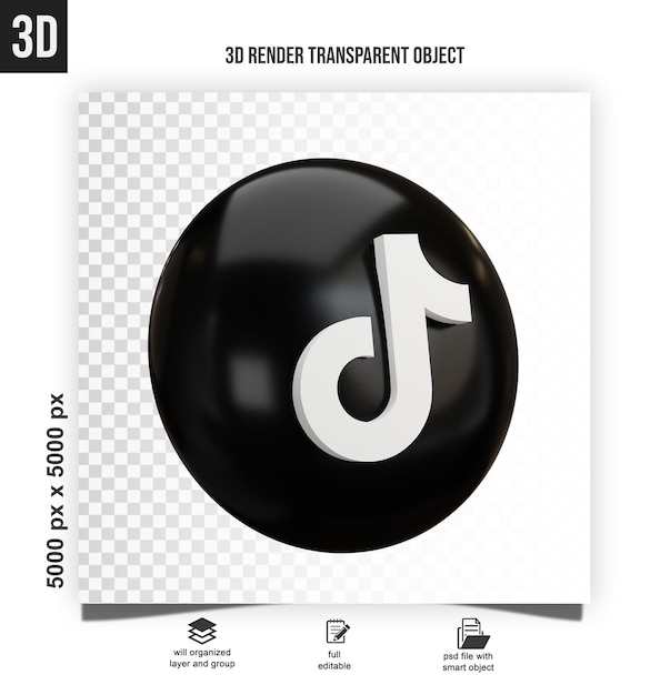 el icono de tiktok en las redes sociales 3d
