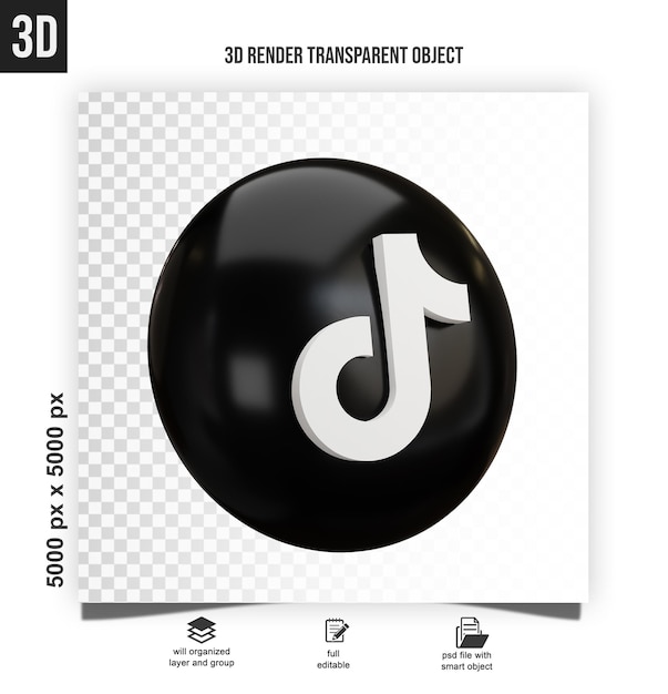 PSD el icono de tiktok en las redes sociales 3d