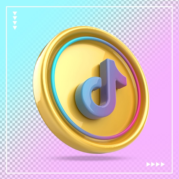 Icono de tiktok redes sociales oro 3d