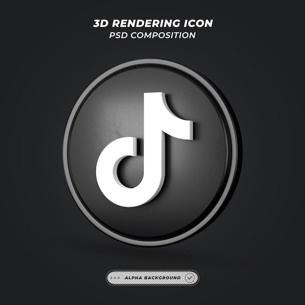 Icono de Tiktok de redes sociales en representación 3D