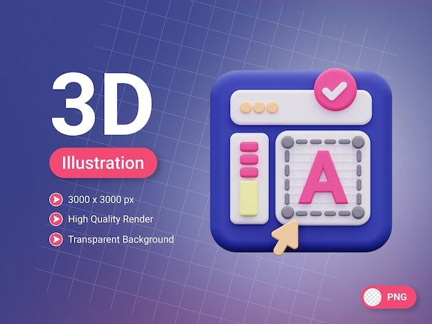 icono de tipografía 3d