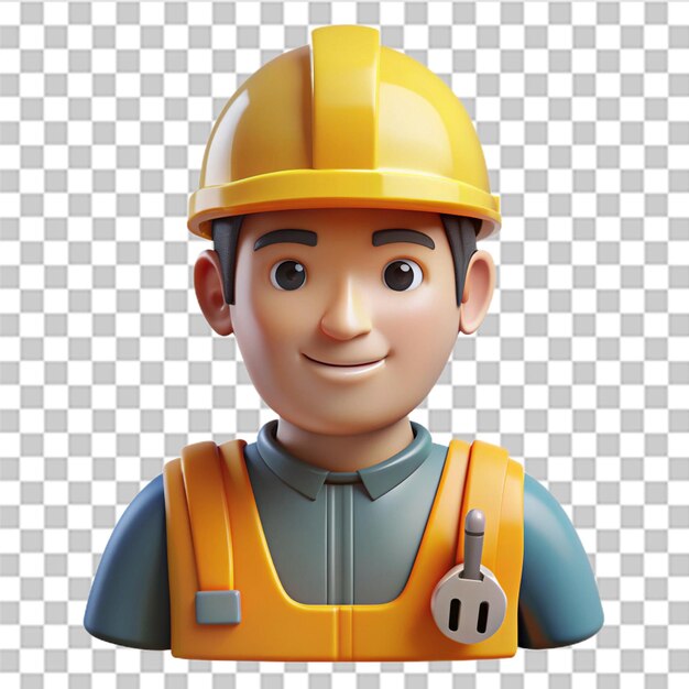 Icono de trabajador de la construcción 3d aislado en fondo blanco Icono de constructor Vector de moda en estilo 3d Se puede usar para muchos propósitos