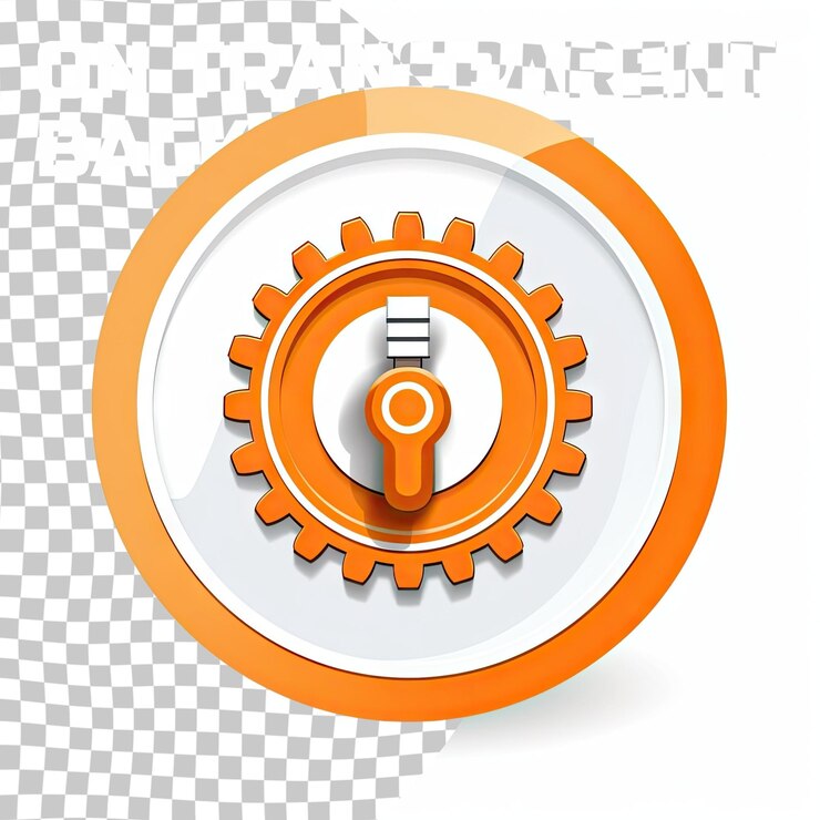 PSD icono transparente del cambio de velocidad aislado en un fondo transparente icono de transmisión círculo naranja b