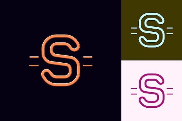 Icono a través de la raya con un contorno de letra S mayúscula y un diseño de icono minimalista abstracto de Sma