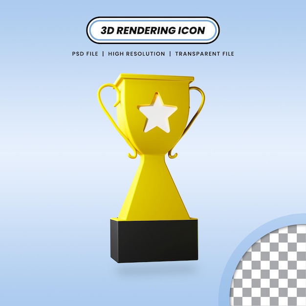 Icono de trofeo renderizado 3d con diseño de estrella aislada