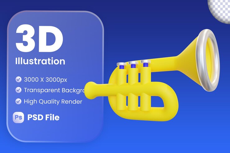 PSD icono de trompeta 3d